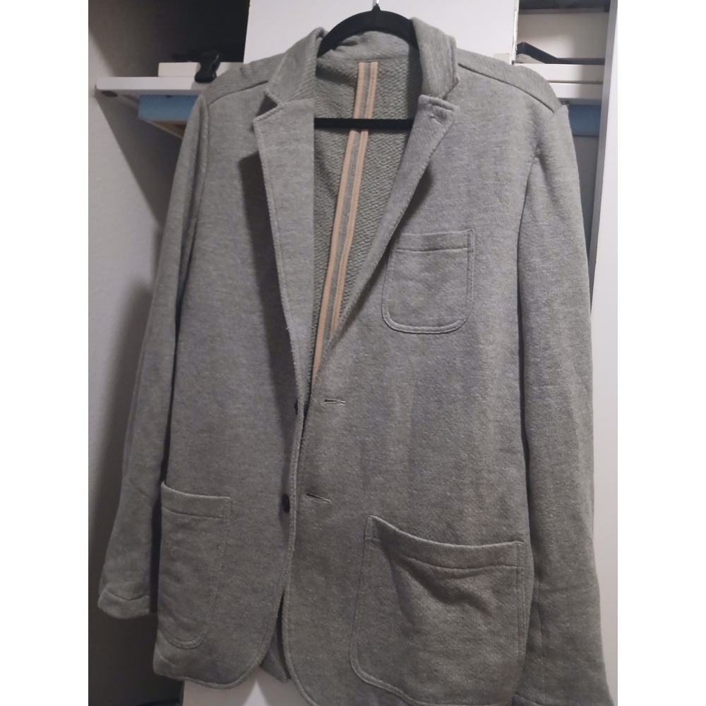 Faherty Inlet Knit Blazer Jacket Gray Button Front Patch Pockets Mens Size L